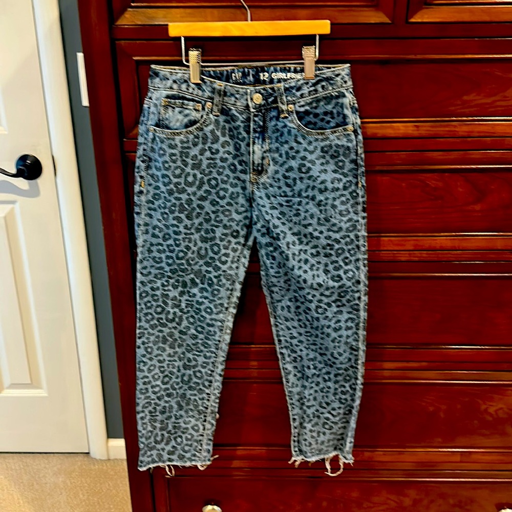 Girl’s Gap leopard print denim jeans